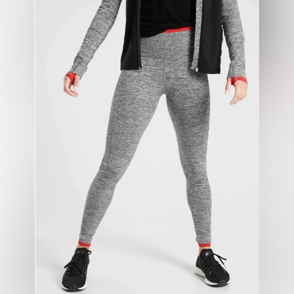 Athleta Andes High Rise Seamless Leggings XS Gray Red Workout